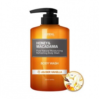 KUNDAL Żel pod prysznic - bursztynowa wanilia Honey&Macadamia Body Wash Amber Vanilla 500ml